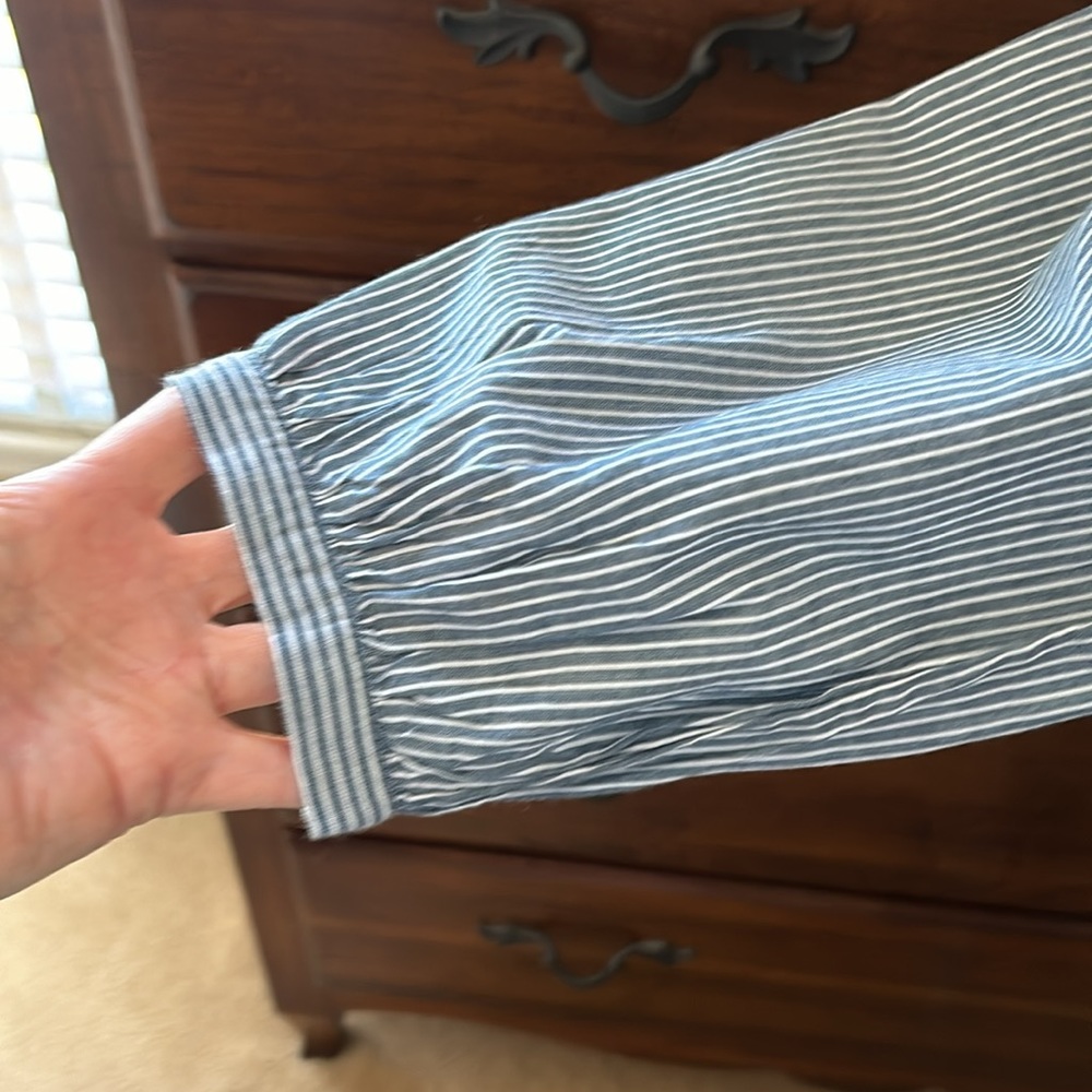 Velvet by Graham Embroidered Chambray Striped Top - Picture 6 of 11